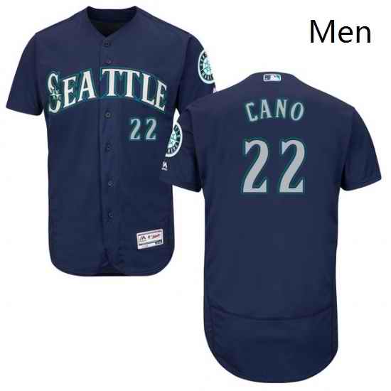 Mens Majestic Seattle Mariners 22 Robinson Cano Navy Blue Alternate Flex Base Authentic Collection MLB Jersey